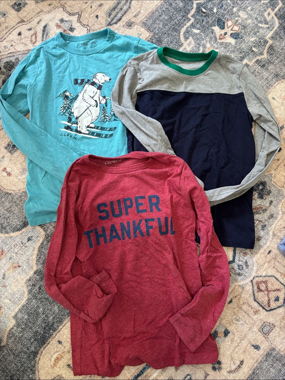 Crewcuts Kids Long-Sleeve Tees set of 3. Size 8/9